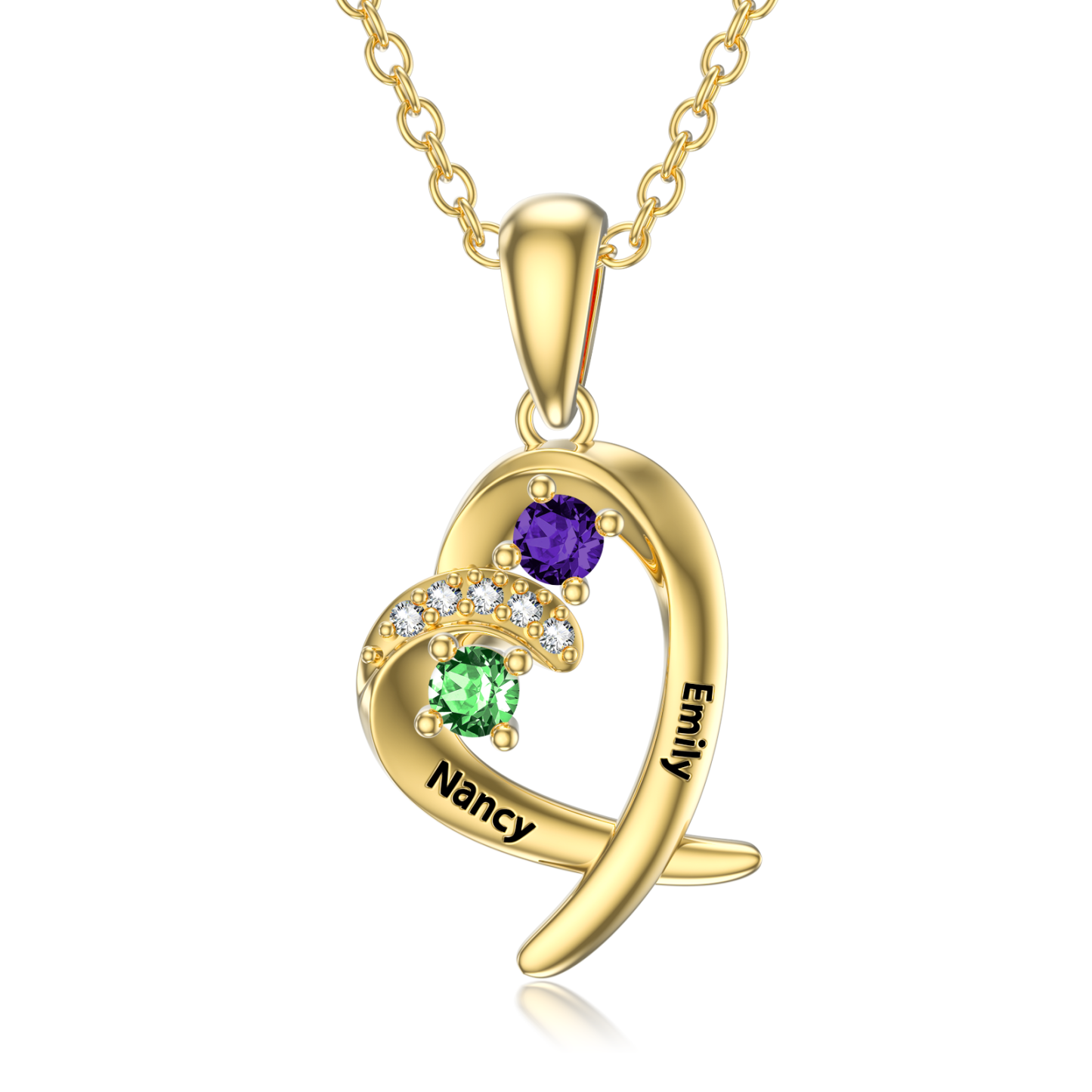 Valentina Zirconia Birthstone Necklace in 14K Solid Gold-YAFEINI Personalized Jewelry