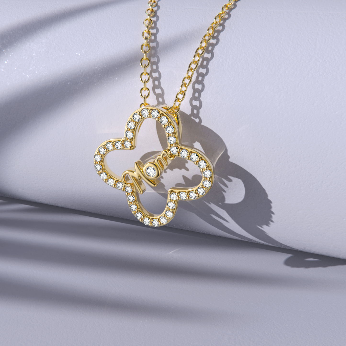 Circular Crystal Birthstone Necklace in 14K Solid Gold-YAFEINI Personalized Jewelry