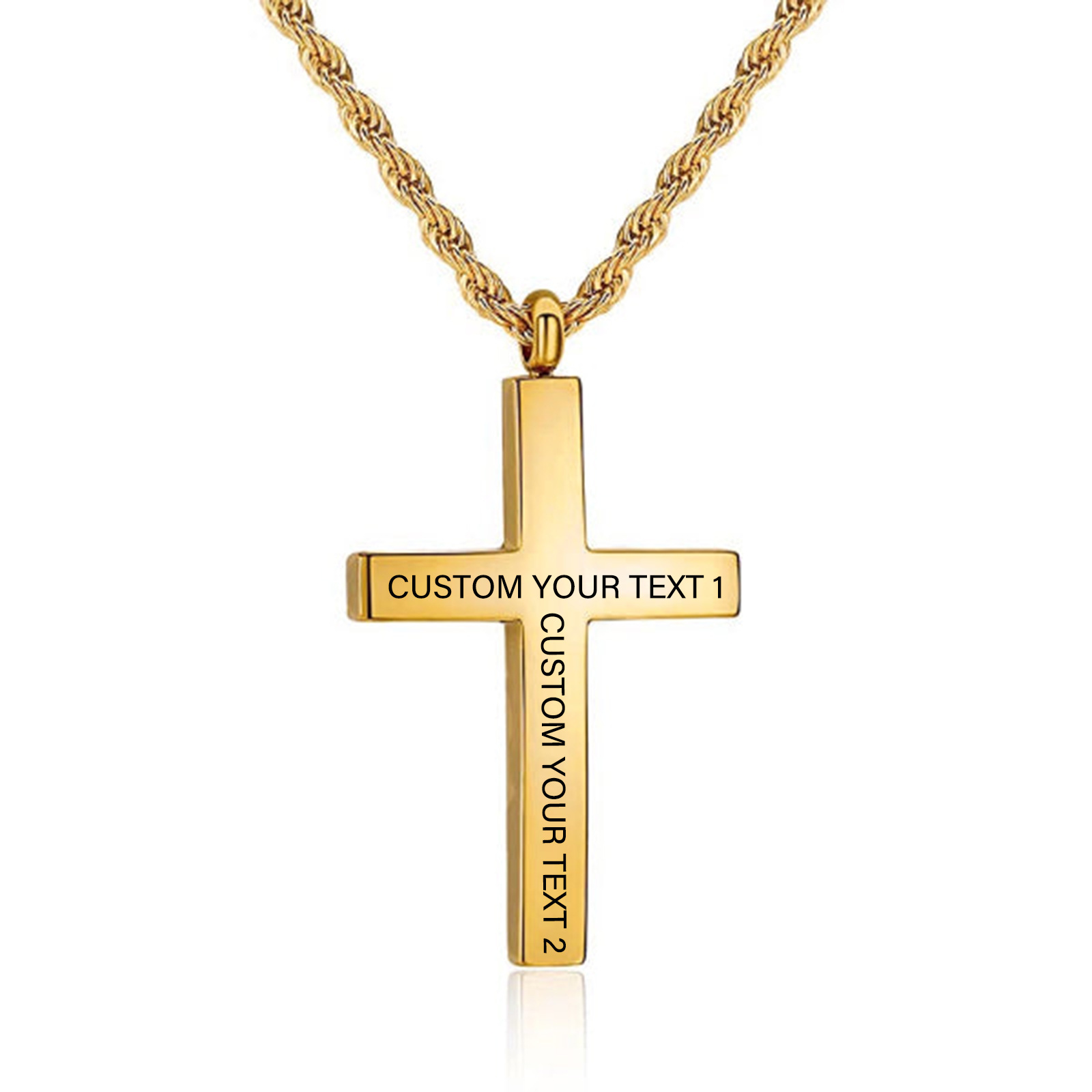 Heritage Cross Personalized Necklace for Men in 14K Solid Gold-YAFEINI Personalized Jewelry