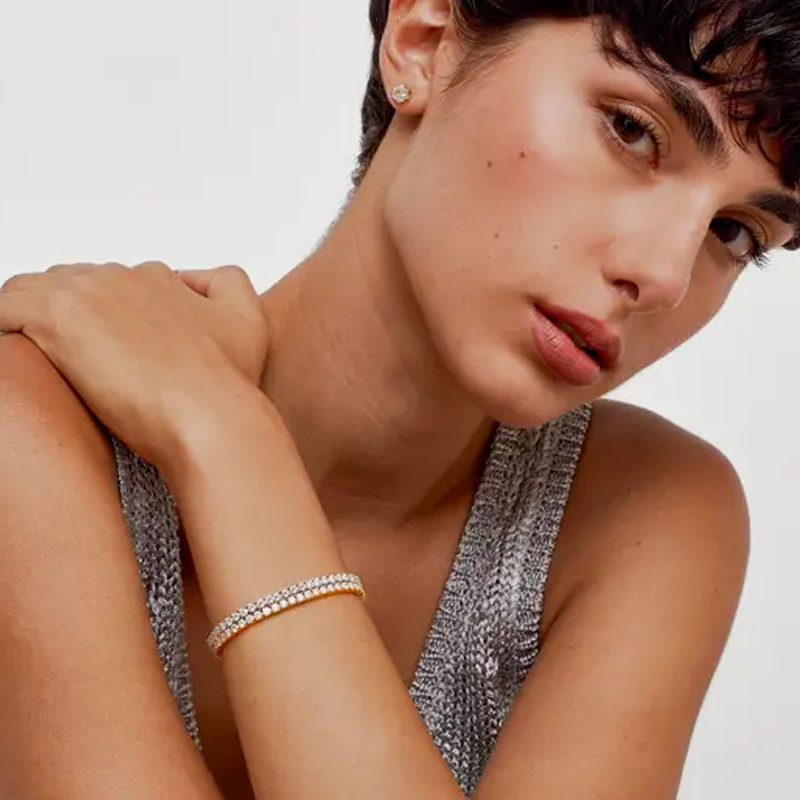Radiant Moissanite Engraving Bracelet in 14K Solid Gold-YAFEINI Personalized Jewelry