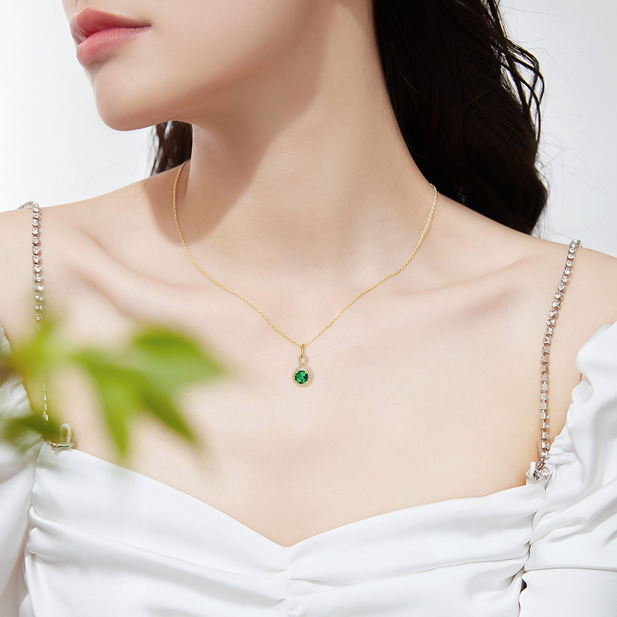 Cubic Zirconia Birthstone Necklace in 14K Solid Gold-YAFEINI Personalized Jewelry