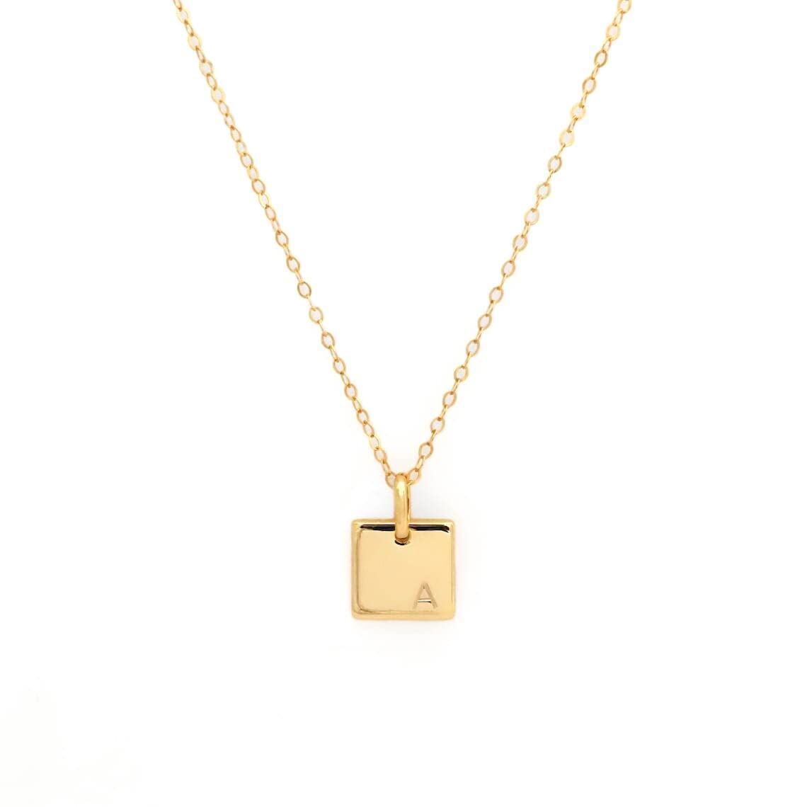 Chic Square Initial Necklace with Personalized Elegance in Gold Vermeil-YAFEINI Personalized Jewelry