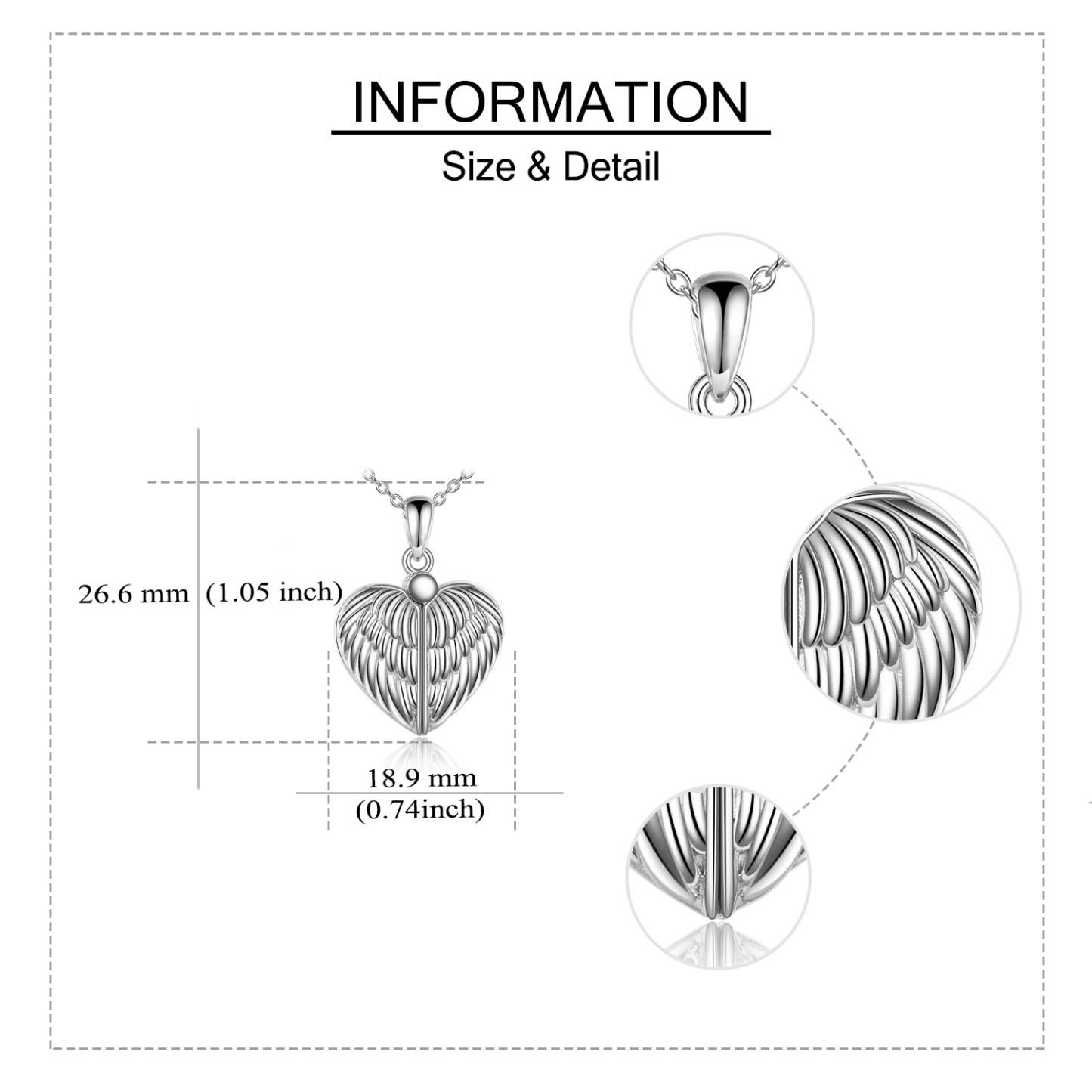 Angel Wings Personalized Photo Locket Necklace in Sterling Silver-YAFEINI Personalized Jewelry