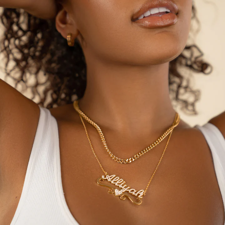 Heart Zircon Personalized Name Necklace In Sterling Silver