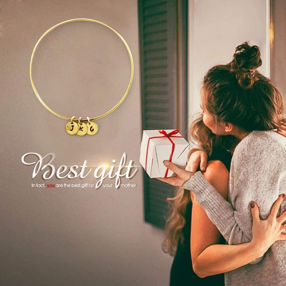 Custom Name Pendant Bangle Bracelet in 14K Solid Gold-YAFEINI Personalized Jewelry