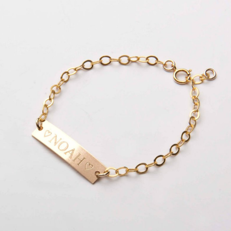Personalized Elegance Name Bracelet in 14K Solid Gold-YAFEINI Personalized Jewelry