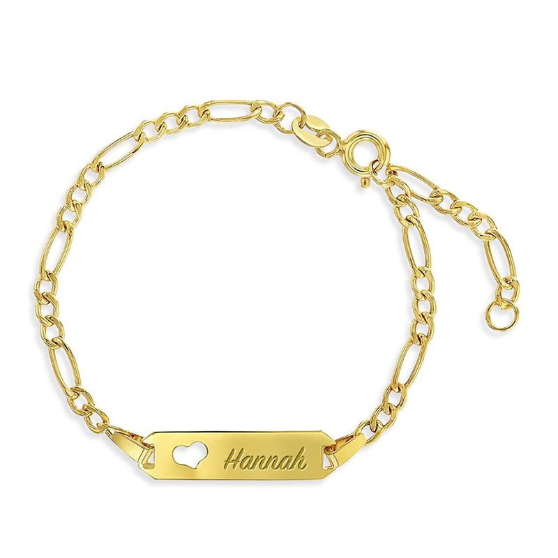 Heartfelt Engraving ID Bracelet for Women in Gold Vermeil-YAFEINI Personalized Jewelry
