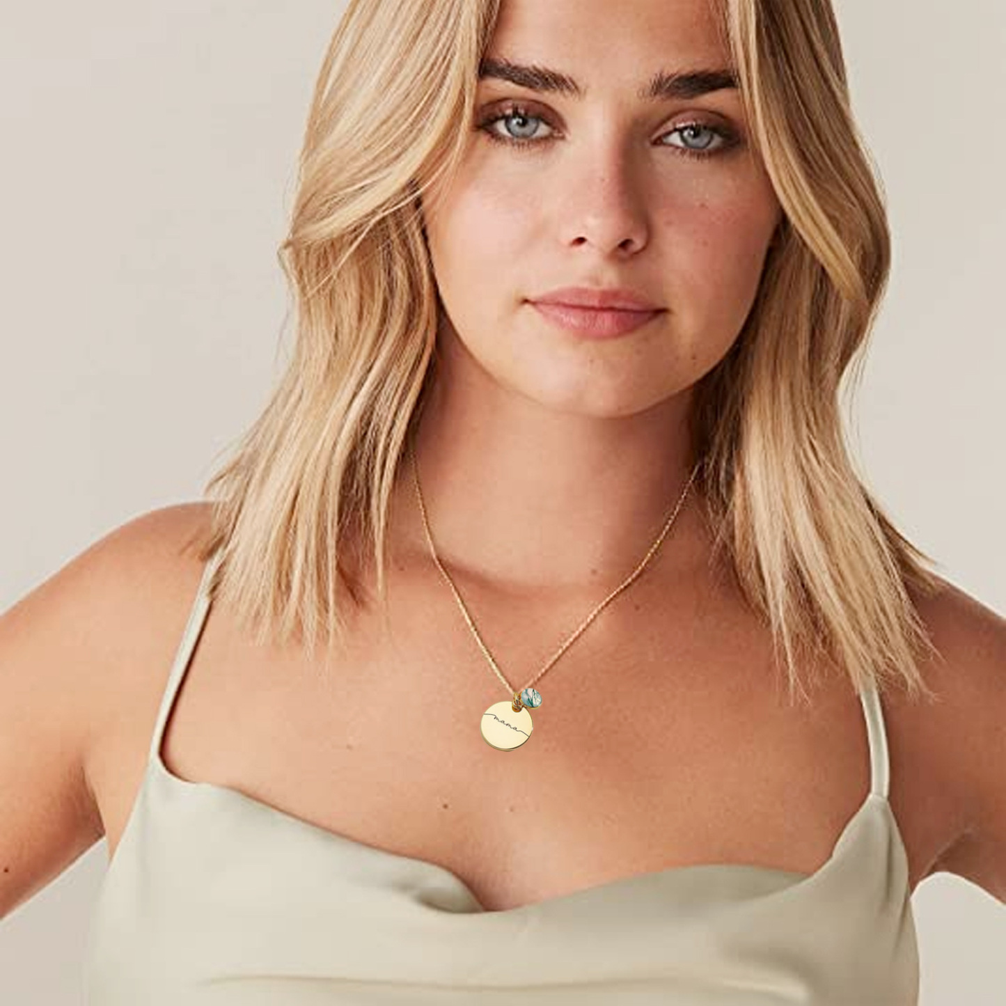 Eternal Nature Round Agate Pendant Necklace in Gold Vermeil-YAFEINI Personalized Jewelry