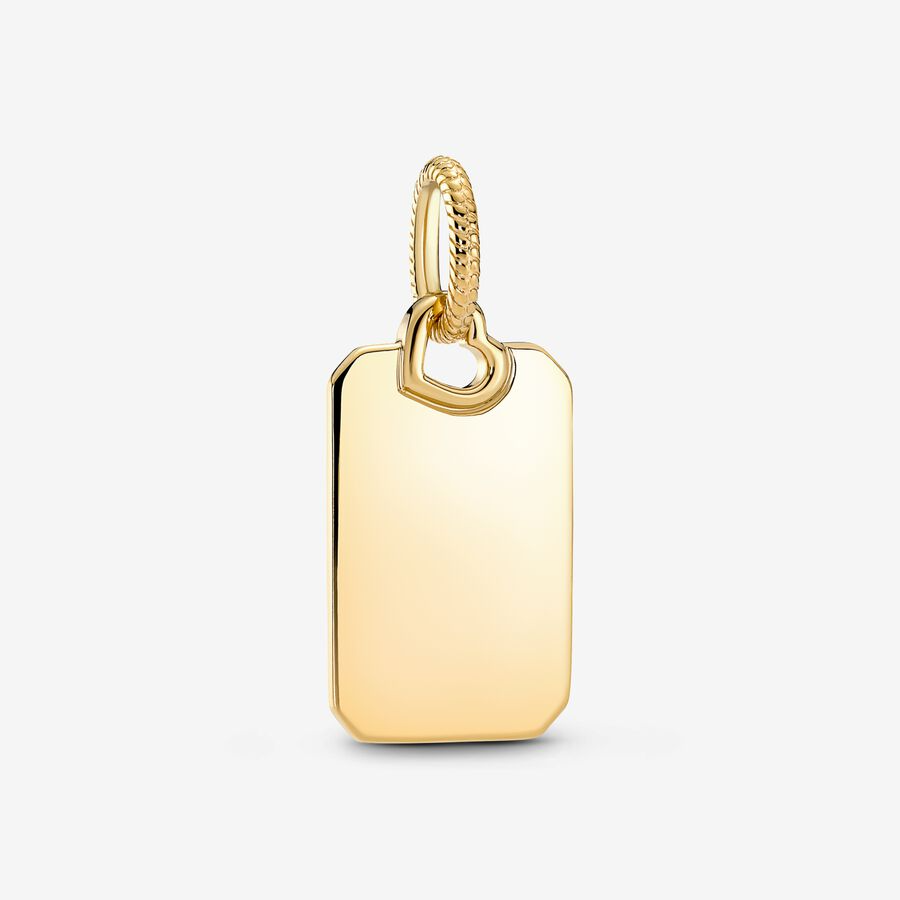 Customizable Rectangular Tag Necklace Pendant in 10 K