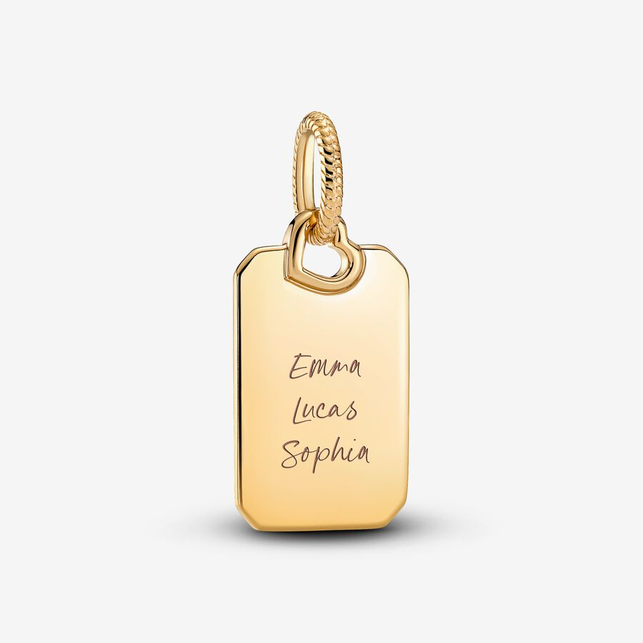 Customizable Rectangular Tag Necklace Pendant in 10 K