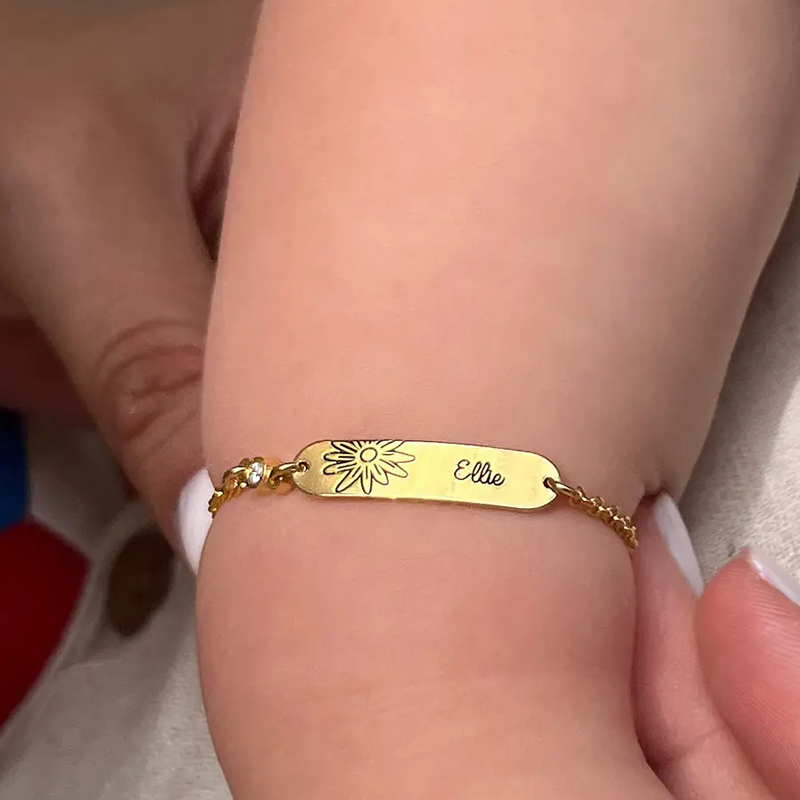 Cherished Baby Name Bracelet in Gold Vermeil-YAFEINI Personalized Jewelry