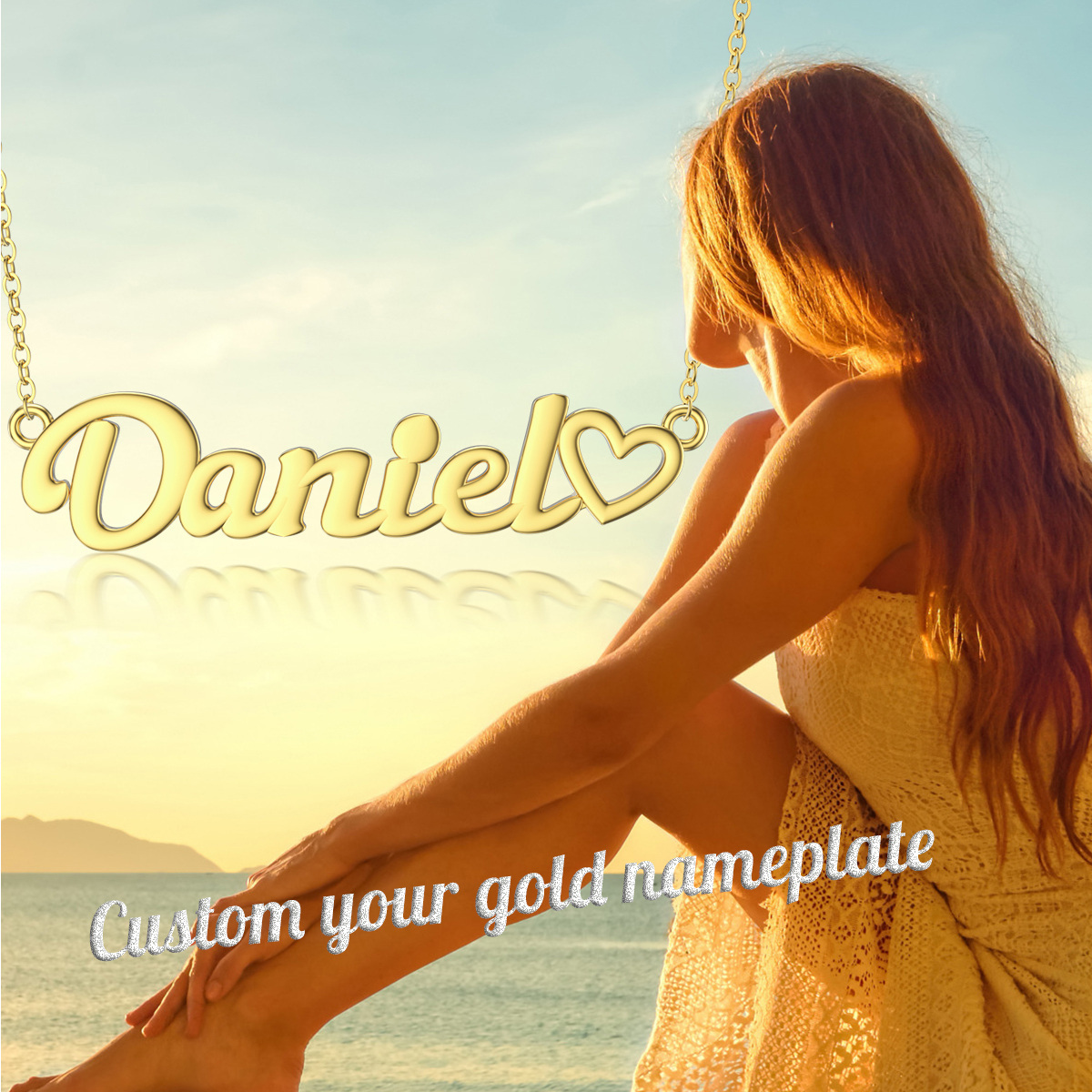Enchanting Personalized Name Necklace with Heart in Gold Vermeil-YAFEINI Personalized Jewelry