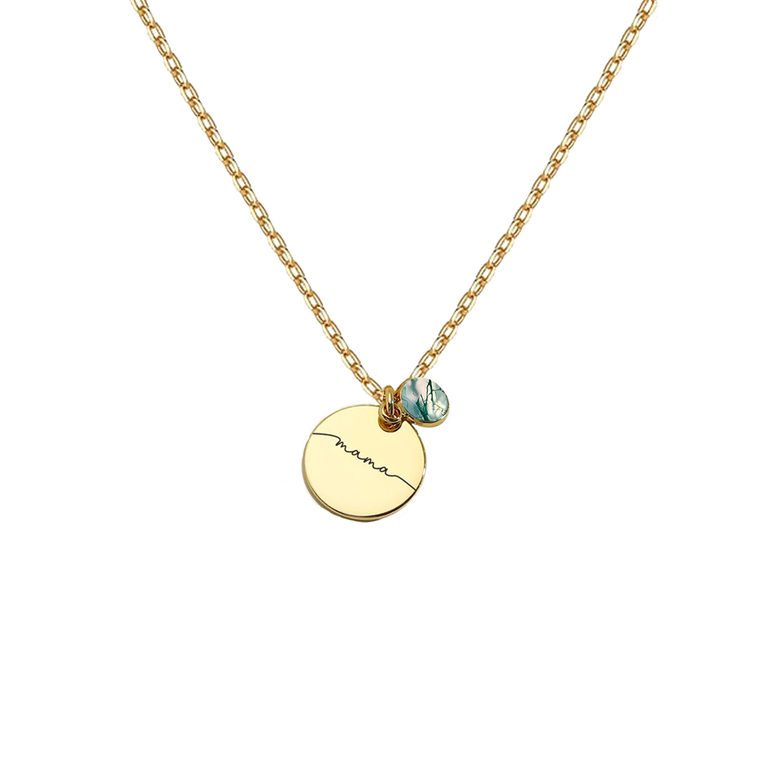 Eternal Nature Round Agate Pendant Necklace in Gold Vermeil-YAFEINI Personalized Jewelry
