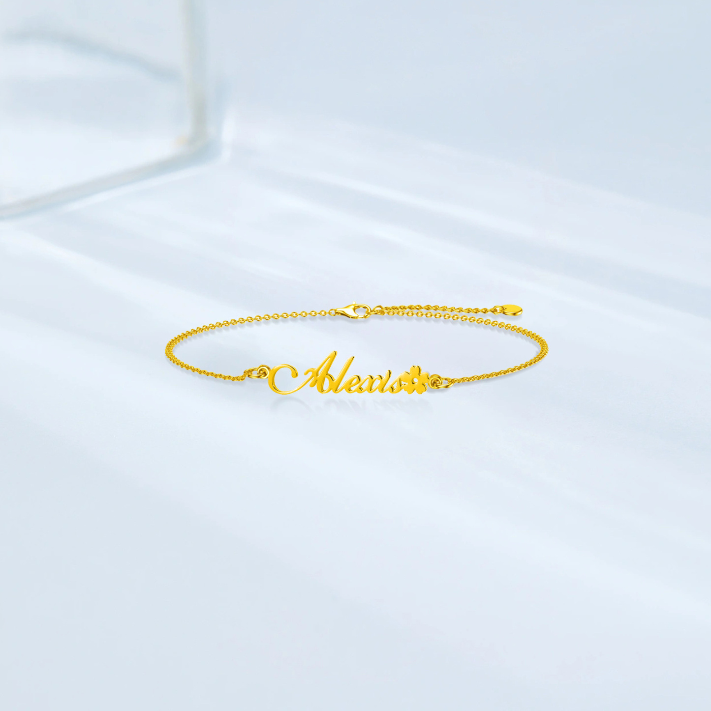Personalized Flower Name Bracelet in 14K Solid Gold-YAFEINI Personalized Jewelry