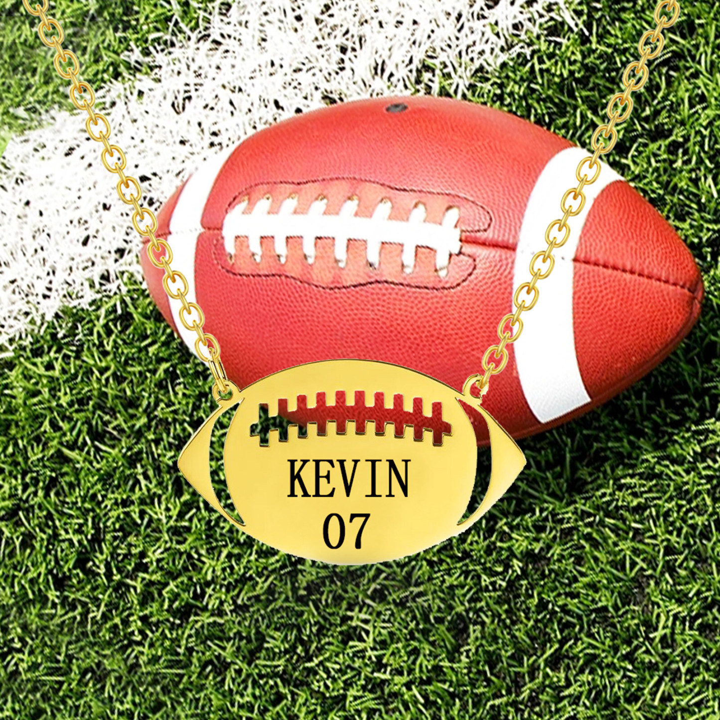 Endurance Spirit Rugby Pendant Necklace for Men in Gold Vermeil-YAFEINI Personalized Jewelry