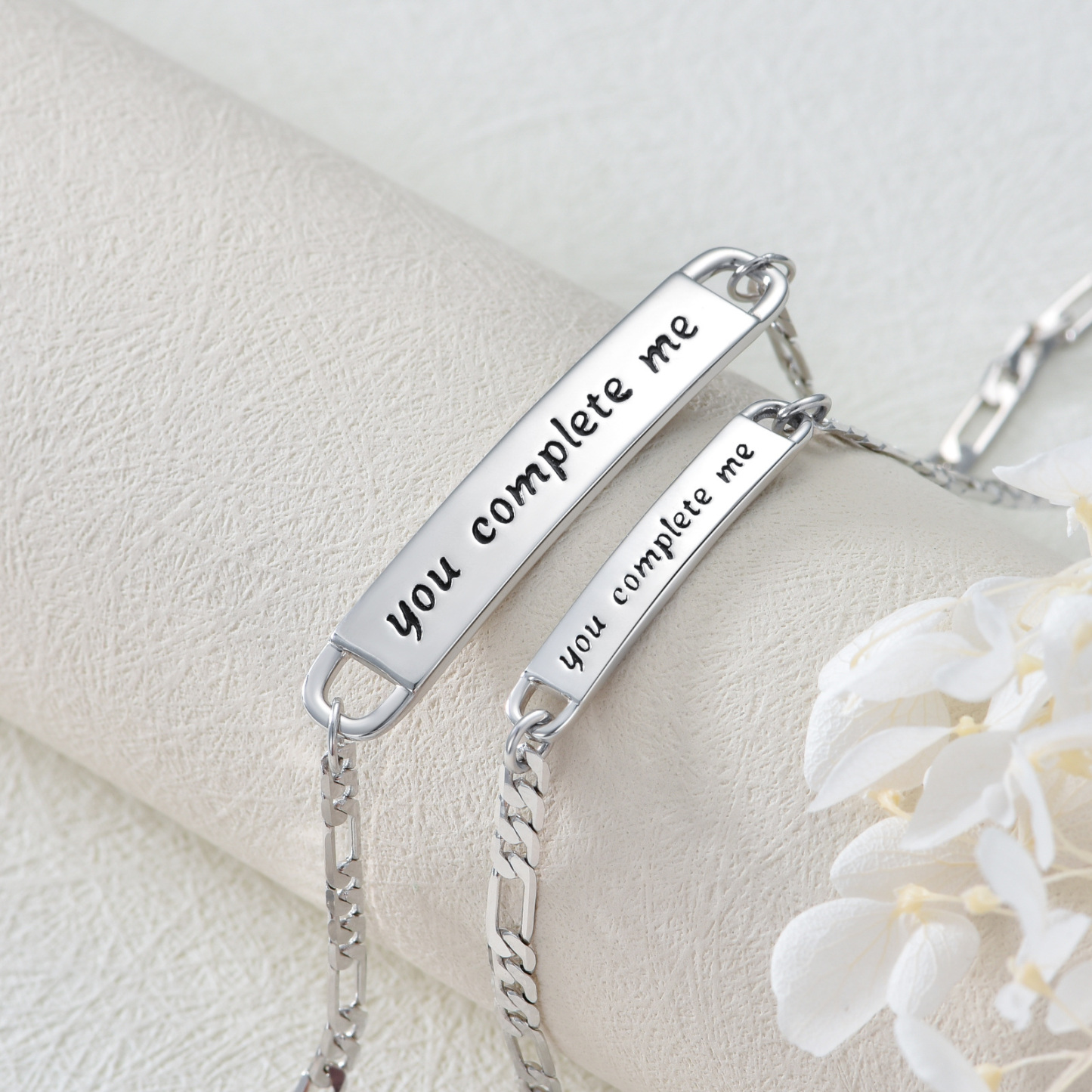 Timeless Birthstone Couple ID Bracelet in Sterling Silver-YAFEINI Personalized Jewelry
