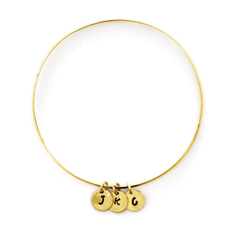 Custom Name Pendant Bangle Bracelet in 14K Solid Gold-YAFEINI Personalized Jewelry