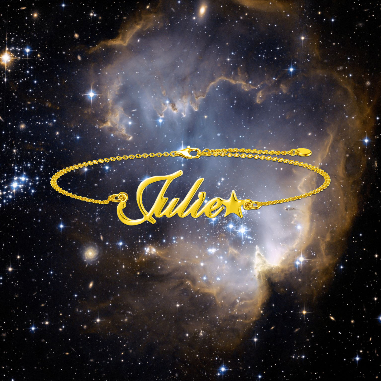 Star-Embellished Personalized Name Bracelet in Gold Vermeil-YAFEINI Personalized Jewelry
