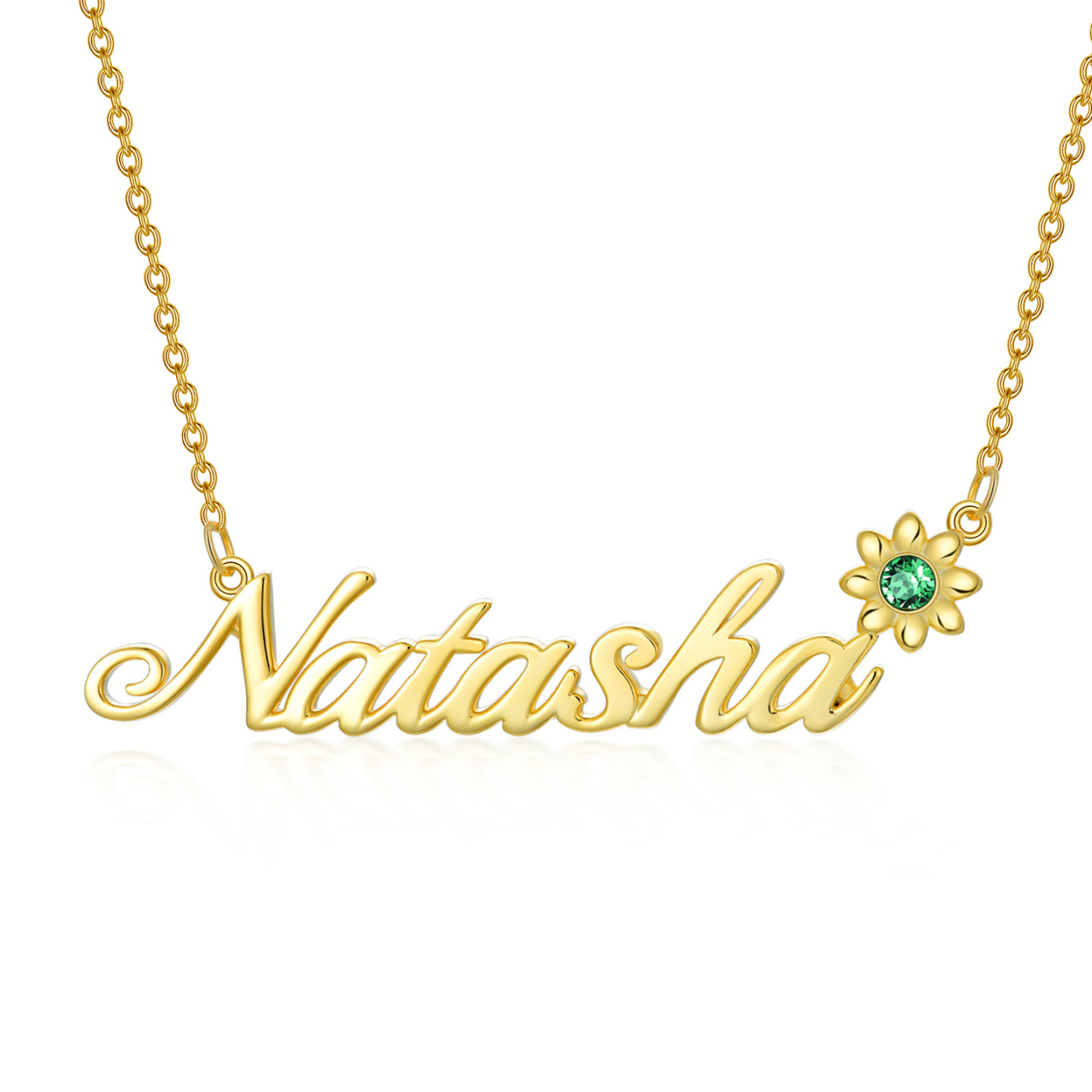 Gleaming Zirconia Birthstone Pendant Necklace in Gold Vermeil-YAFEINI Personalized Jewelry