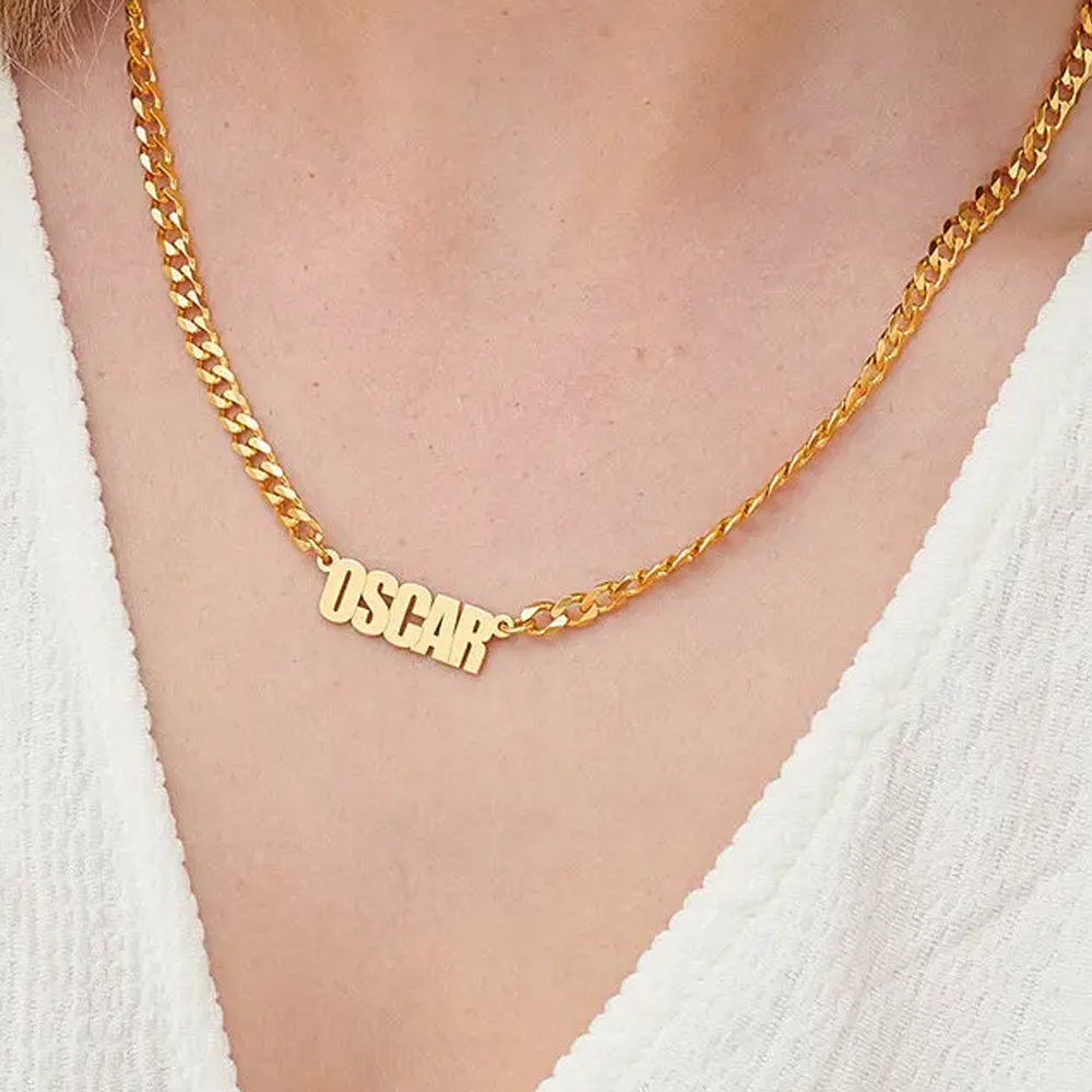 Timeless Personalized Name Pendant Necklace in Gold Vermeil-YAFEINI Personalized Jewelry
