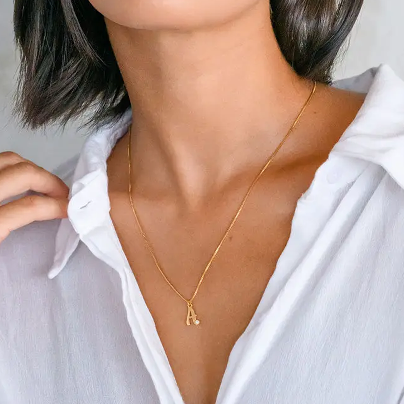 Exquisite Diamond Initial Necklace with Custom Elegance in Gold Vermeil-YAFEINI Personalized Jewelry