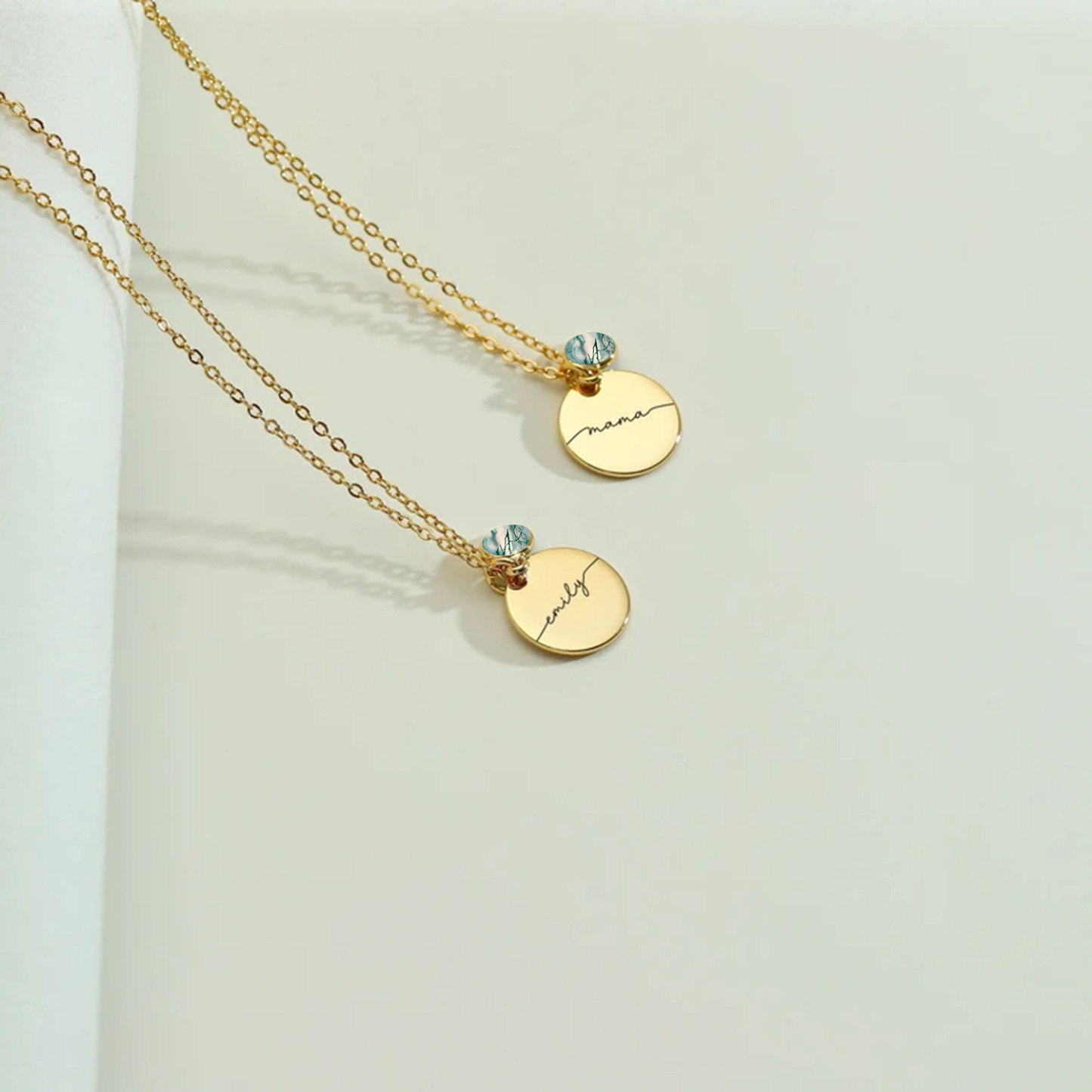 Eternal Nature Round Agate Pendant Necklace in 14K Solid Gold-YAFEINI Personalized Jewelry