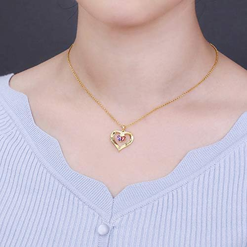 Personalized birthstone And Name Heart Pendant In Gold Vermeil
