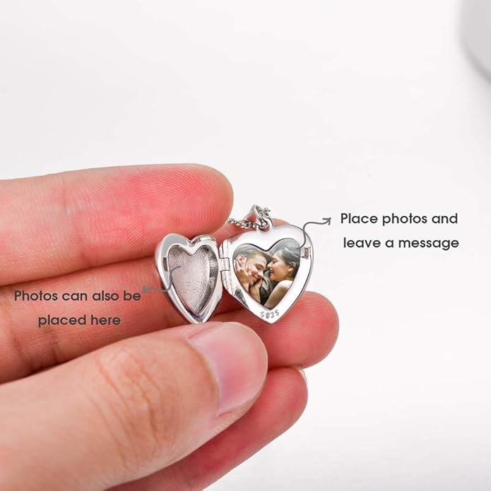 Heart Locket Necklace Engraved Forever In My Heart In 10 K White Gold