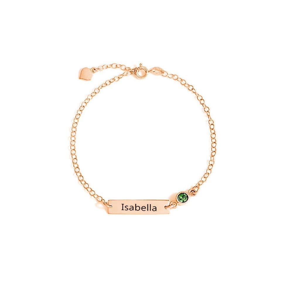 Elegant Birthstone Name ID Bracelet in 14K Solid Gold-YAFEINI Personalized Jewelry