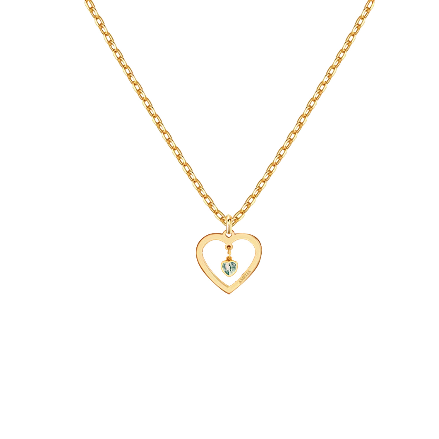 Nature's Elegance Heart Agate Pendant Necklace in 14K Solid Gold-YAFEINI Personalized Jewelry