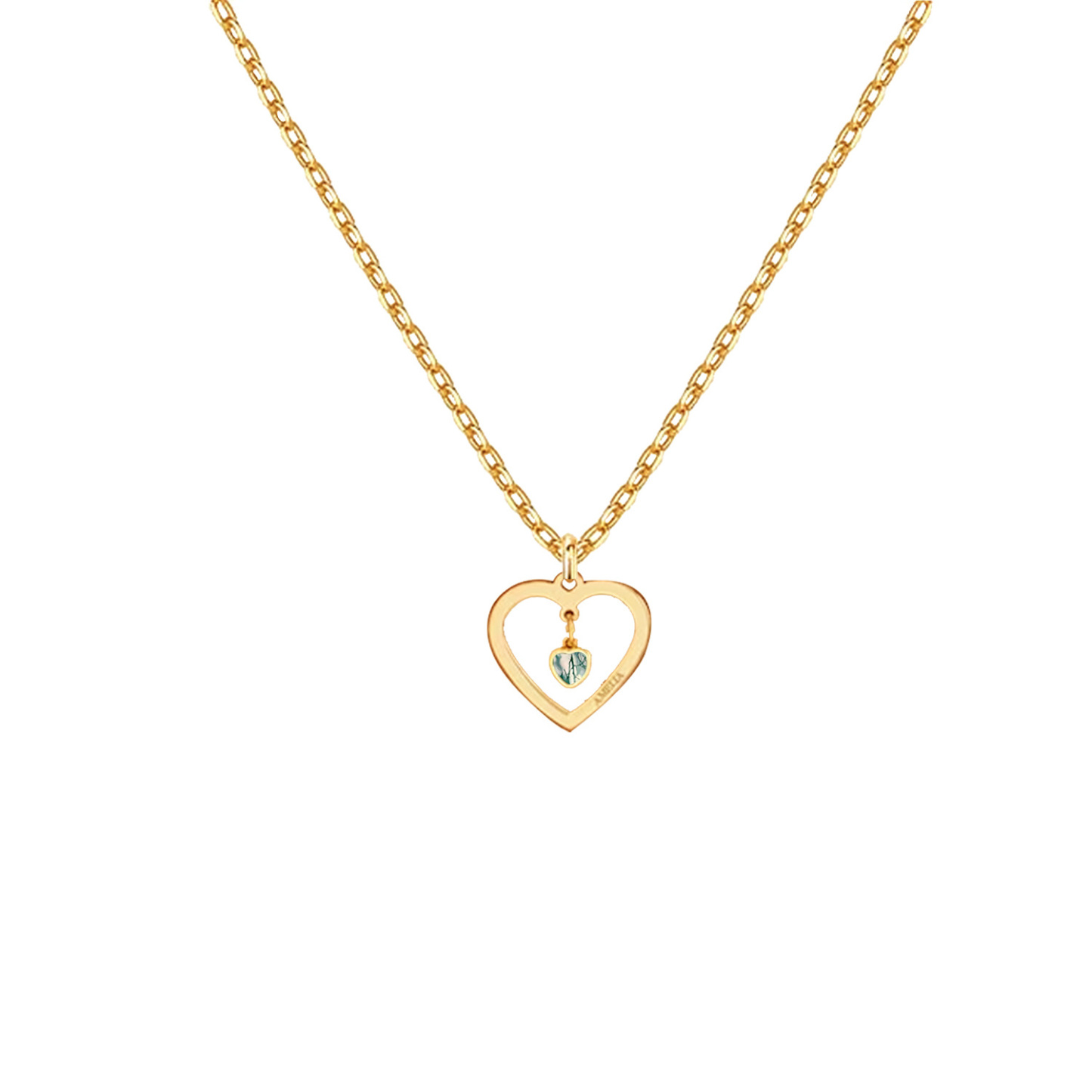 Nature's Elegance Heart Agate Pendant Necklace in 14K Solid Gold-YAFEINI Personalized Jewelry