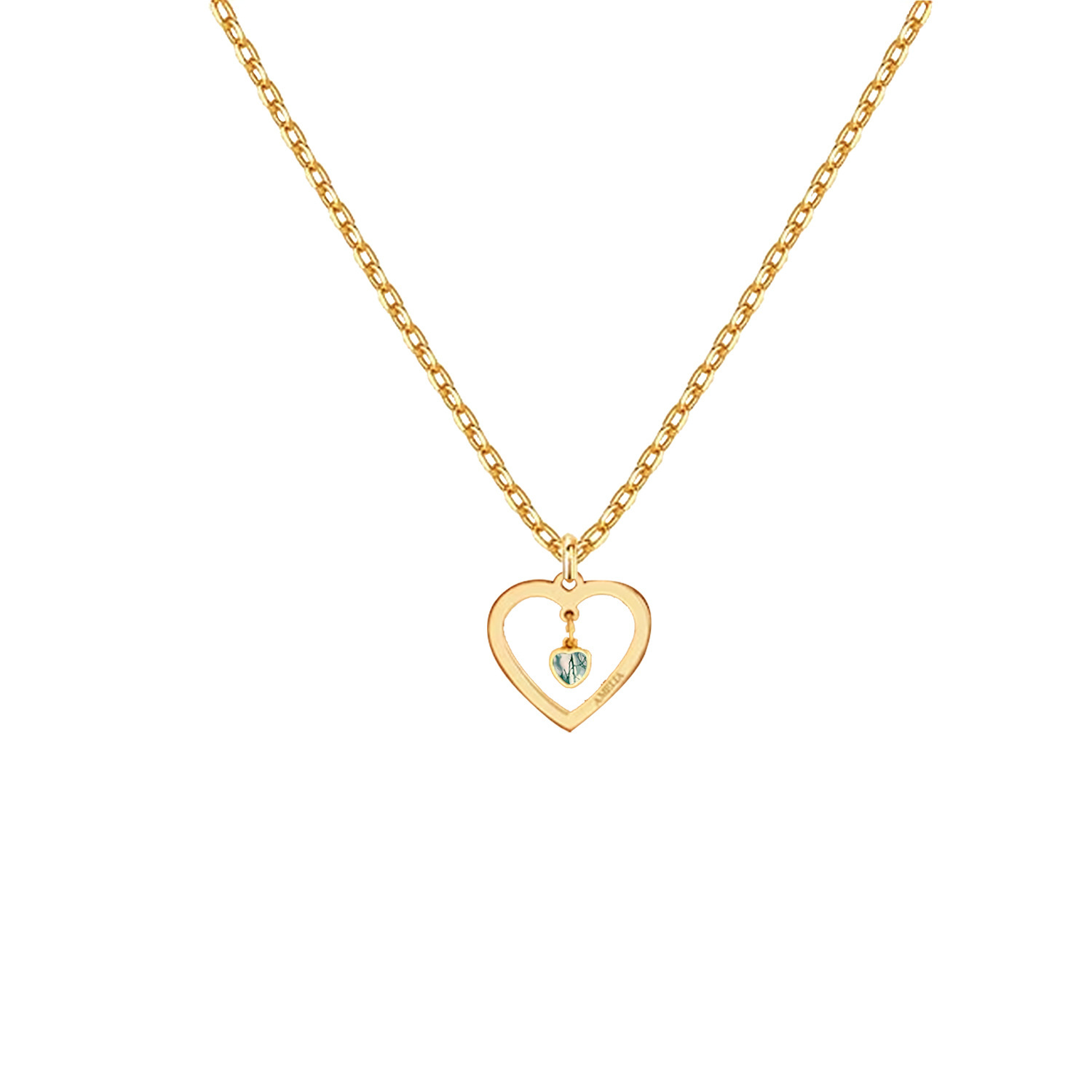 Nature's Elegance Heart Agate Pendant Necklace in 14K Solid Gold-YAFEINI Personalized Jewelry