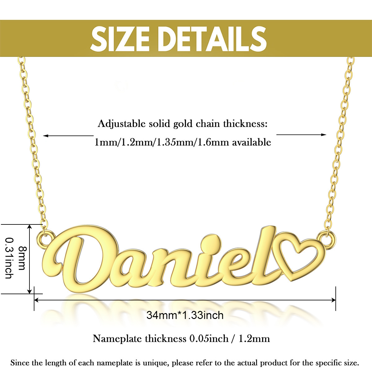 Enchanting Personalized Name Necklace with Heart in 14K Solid Gold-YAFEINI Personalized Jewelry