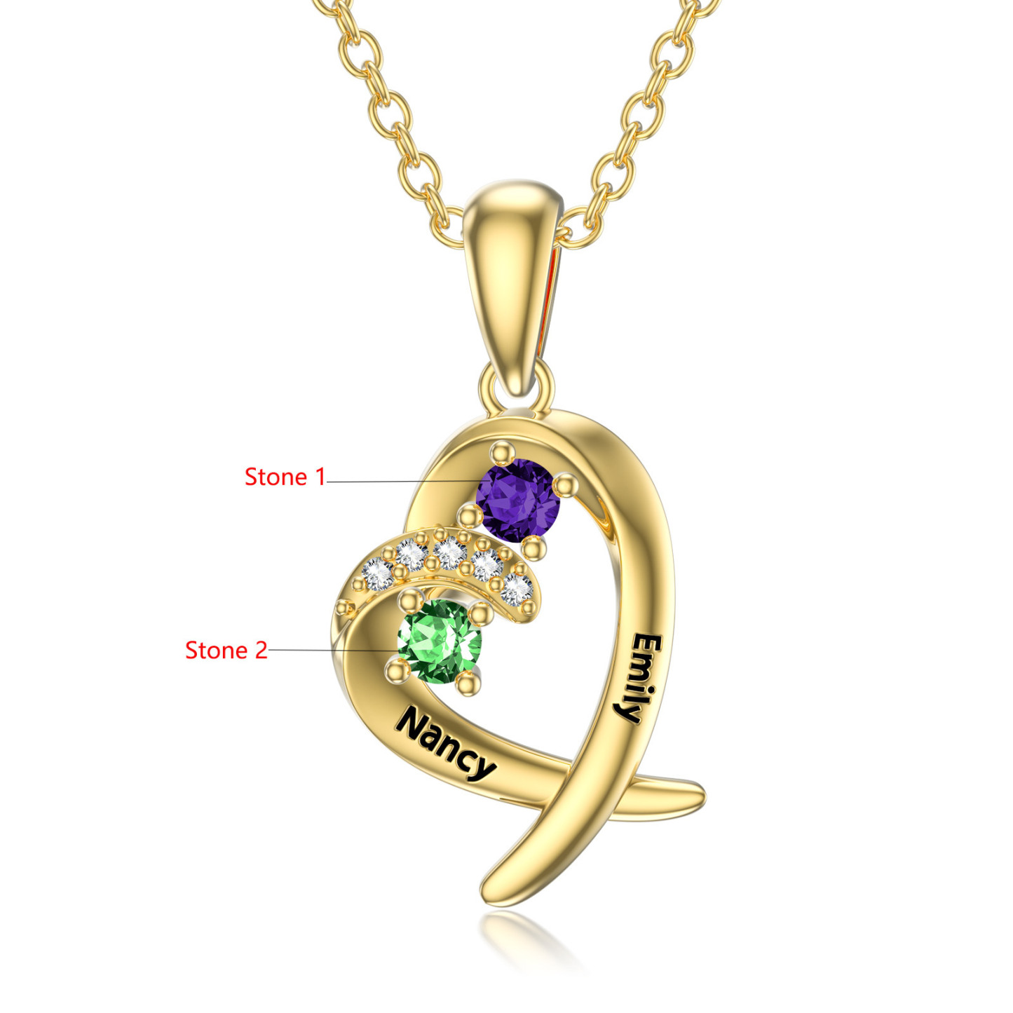Valentina Zirconia Birthstone Necklace in Gold Vermeil-YAFEINI Personalized Jewelry