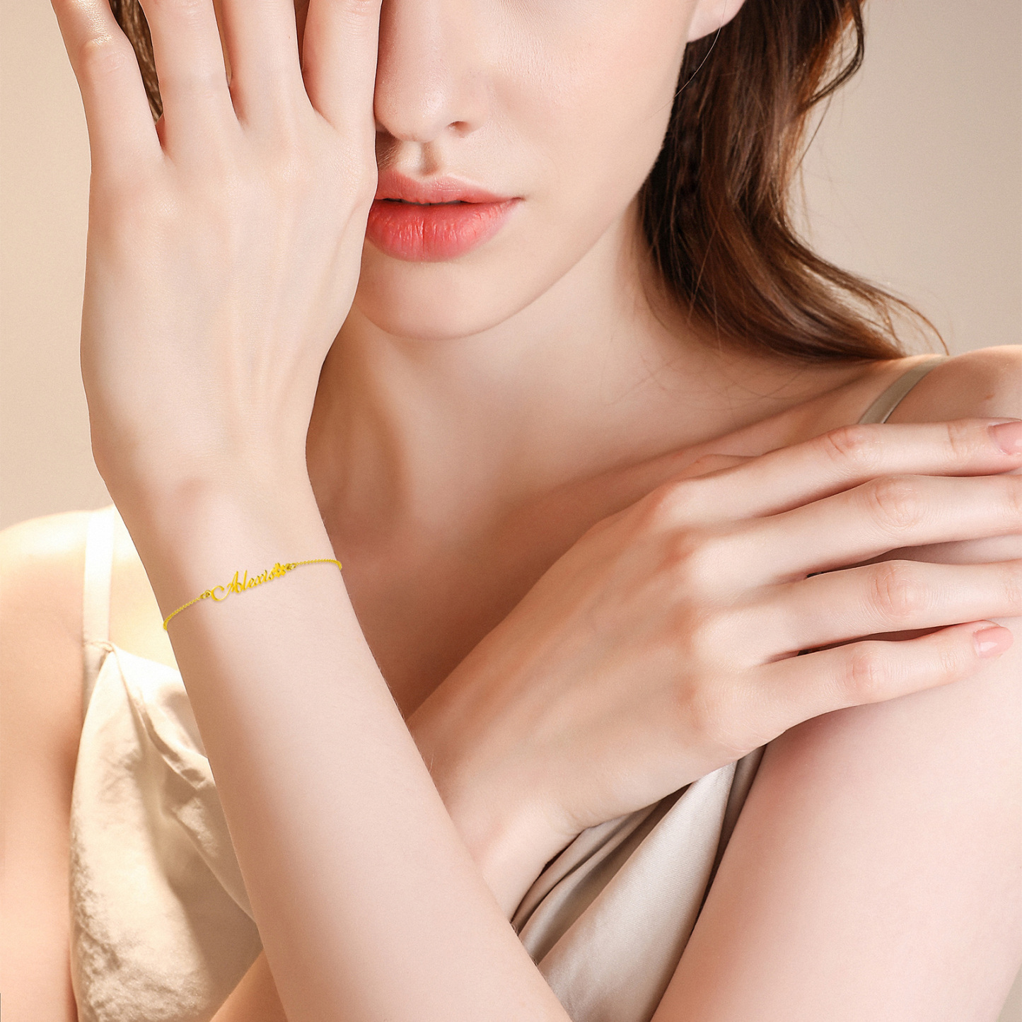 Personalized Flower Name Bracelet in 14K Solid Gold-YAFEINI Personalized Jewelry