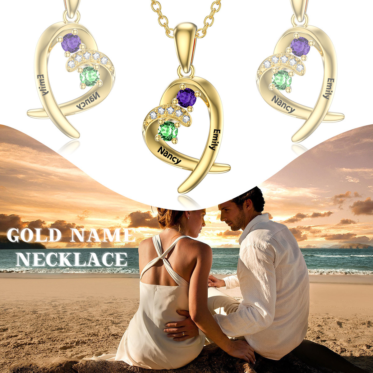 Valentina Zirconia Birthstone Necklace in Gold Vermeil-YAFEINI Personalized Jewelry