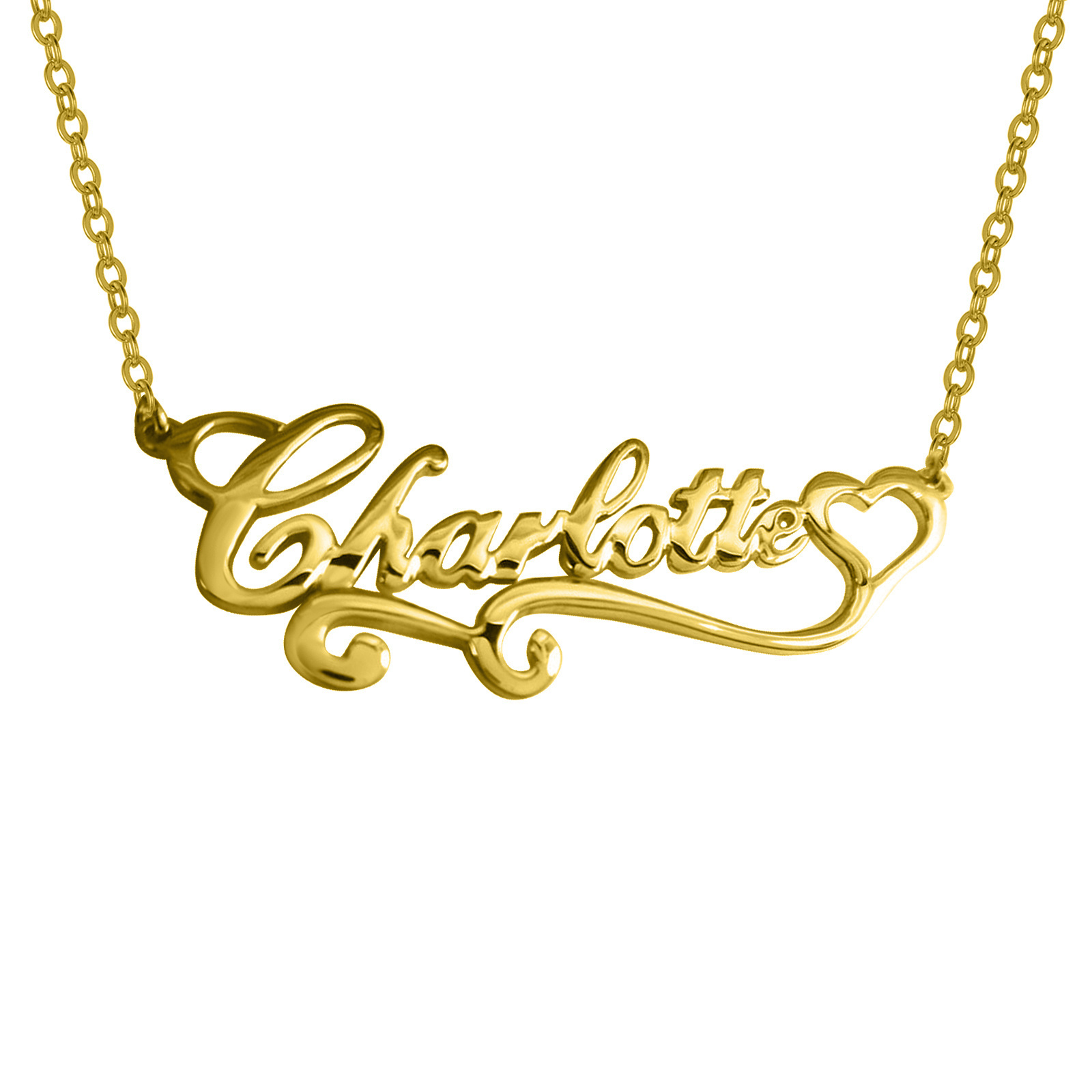 Personalized Name Heart Pendant Necklace in 14K Solid Gold-YAFEINI Personalized Jewelry