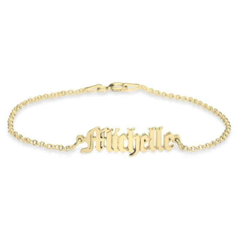 Gothic Elegance Name Bracelet in Sterling Silver-YAFEINI Personalized Jewelry