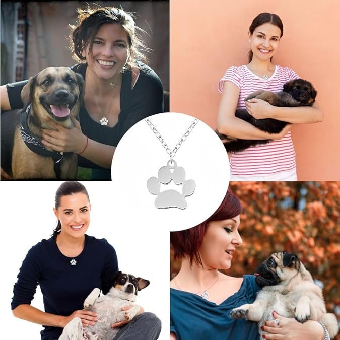 Teeny Tiny Paw Personalized Initials Necklace In Sterling Silver