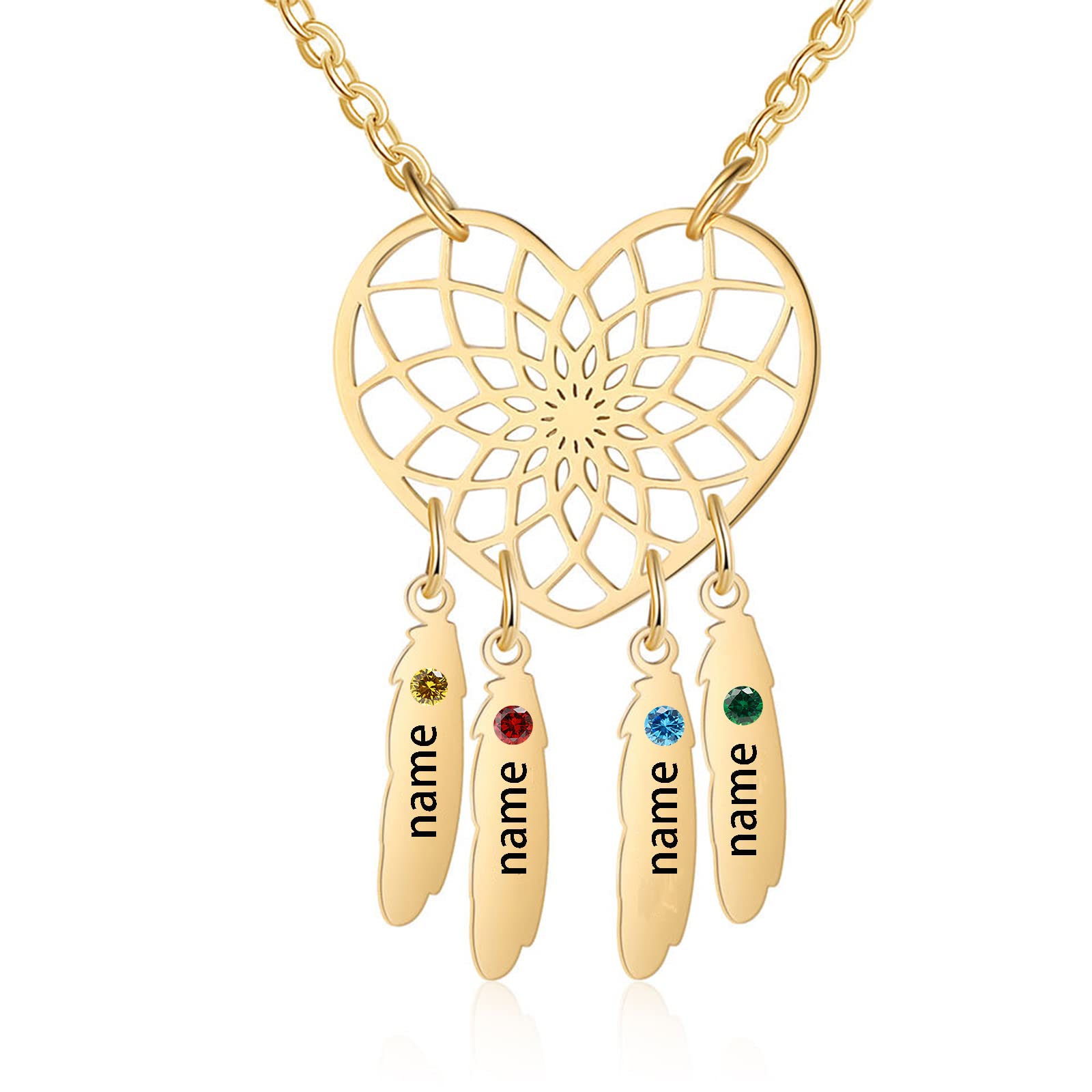 Heartfelt Dreams Personalized Name Necklace in 14K Solid Gold-YAFEINI Personalized Jewelry