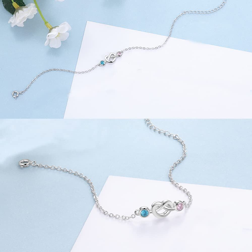 Heartfelt Birthstone Bracelet in Sterling Silver-YAFEINI Personalized Jewelry