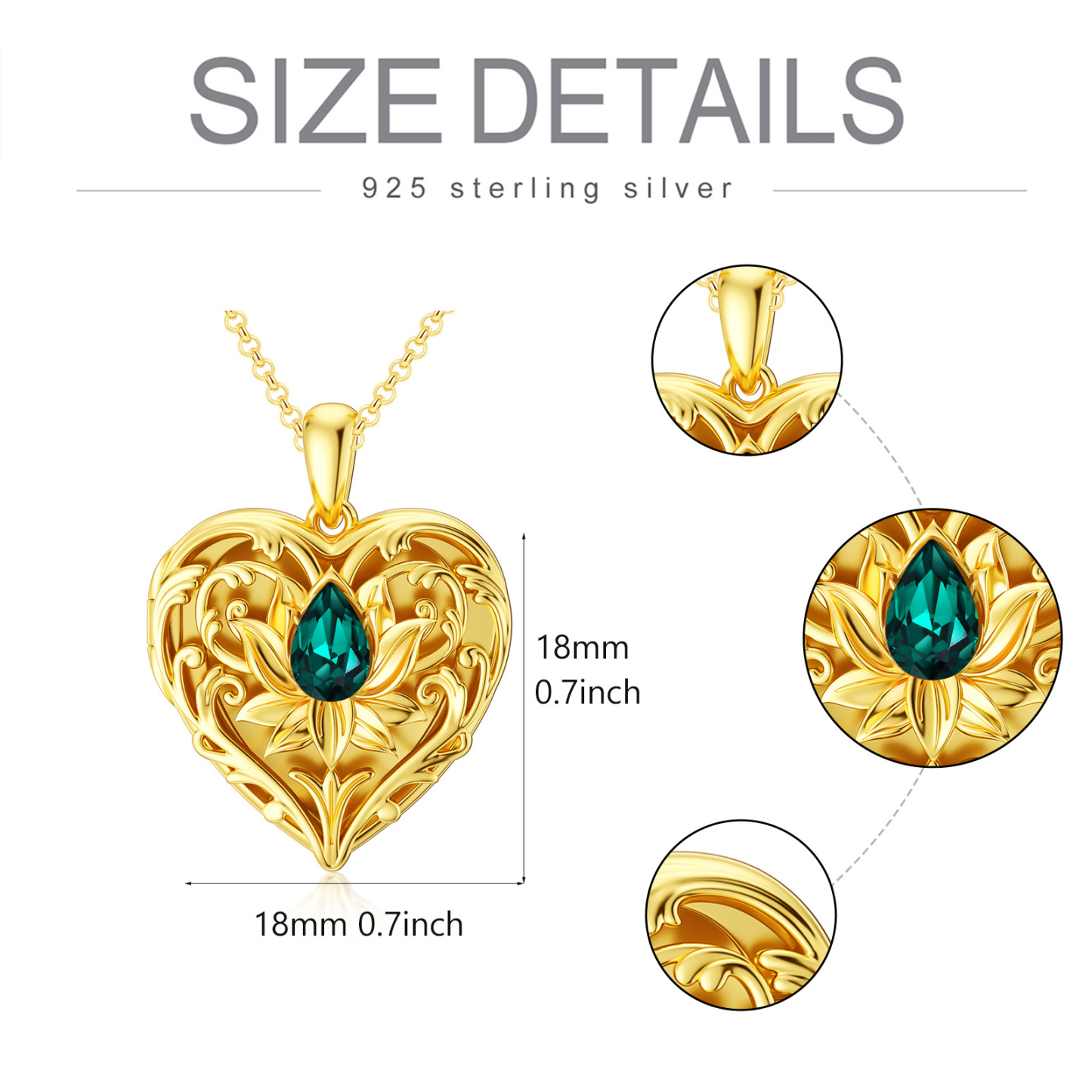 Personalized Crystal Engraving Lotus Heart Custom Photo Locket Necklace in 14K Solid Gold-YAFEINI Personalized Jewelry