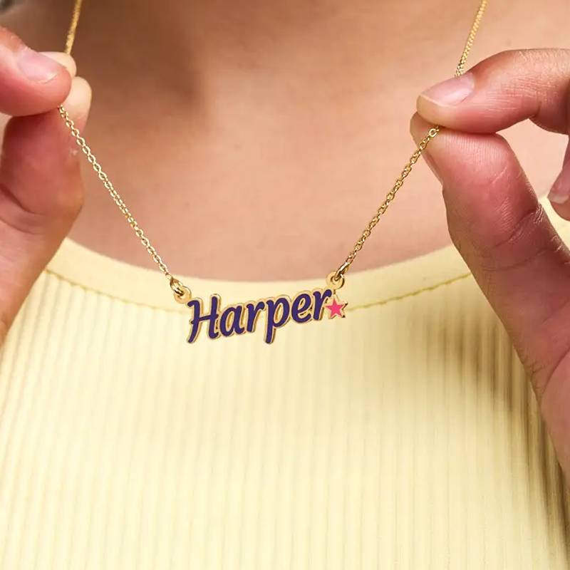 Charming Personalized Name Necklace for Kids in Gold Vermeil-YAFEINI Personalized Jewelry