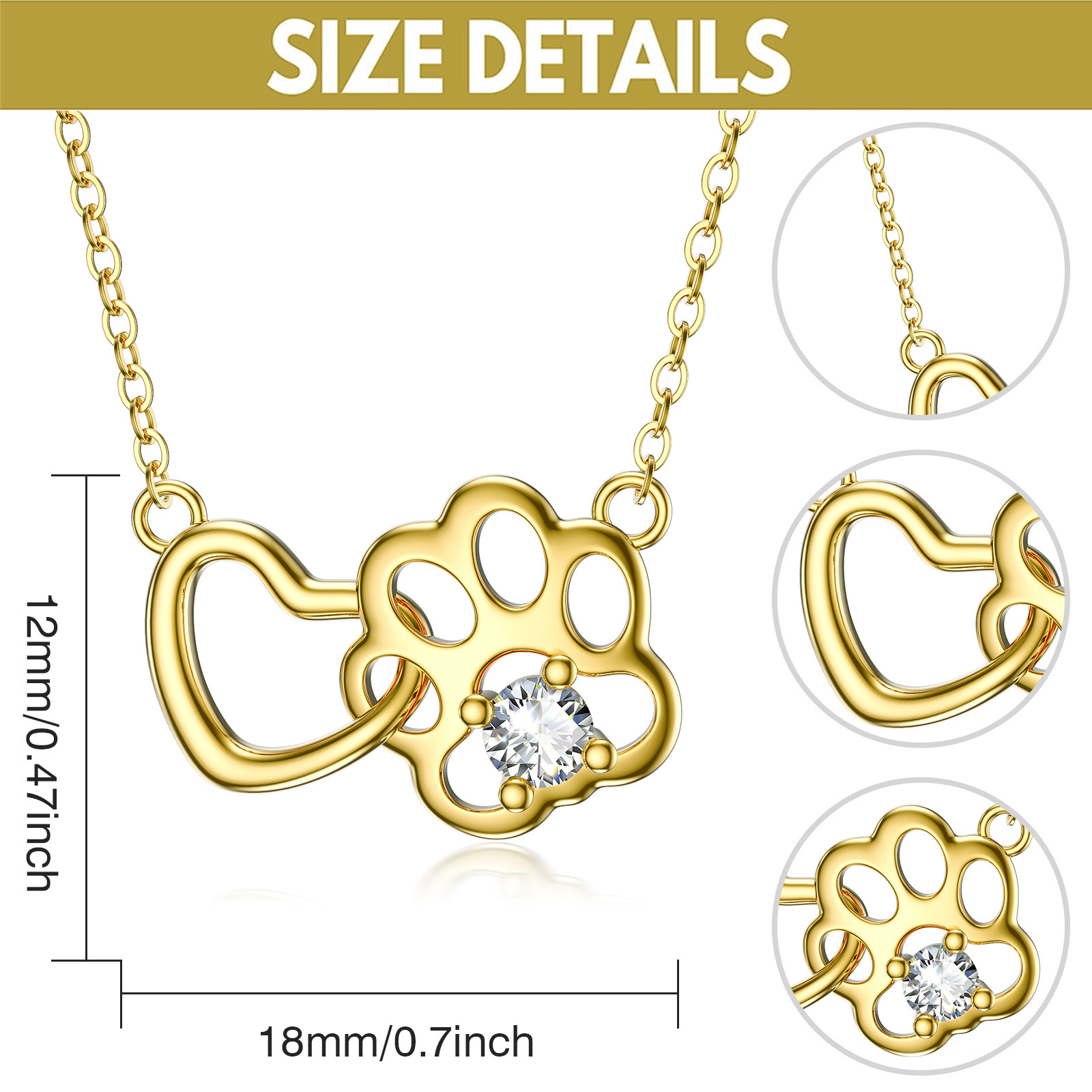 Cubic Zirconia Paw Pendant Birthstone Necklace in Gold Vermeil-YAFEINI Personalized Jewelry