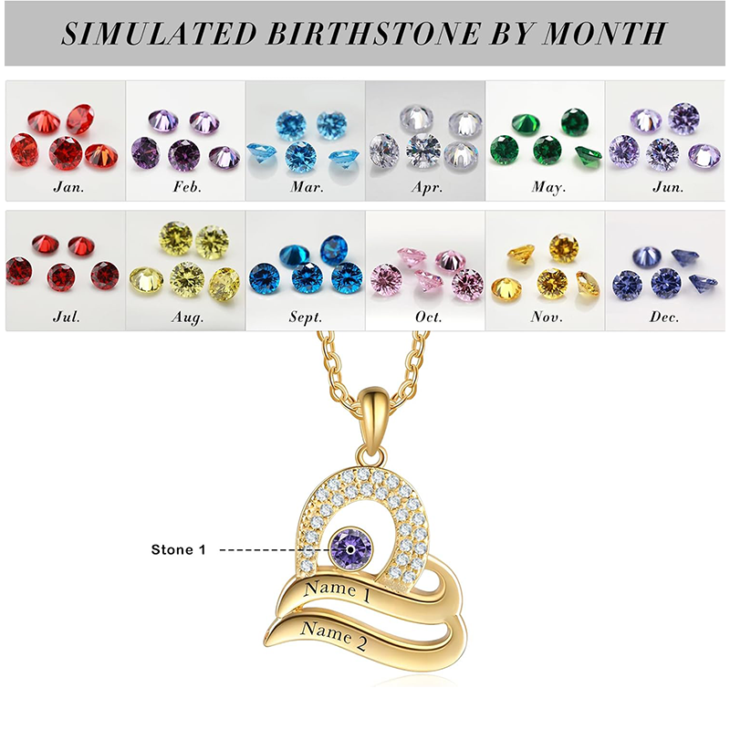 Classic Birthstone Name Pendant Necklace in 14K Solid Gold-YAFEINI Personalized Jewelry