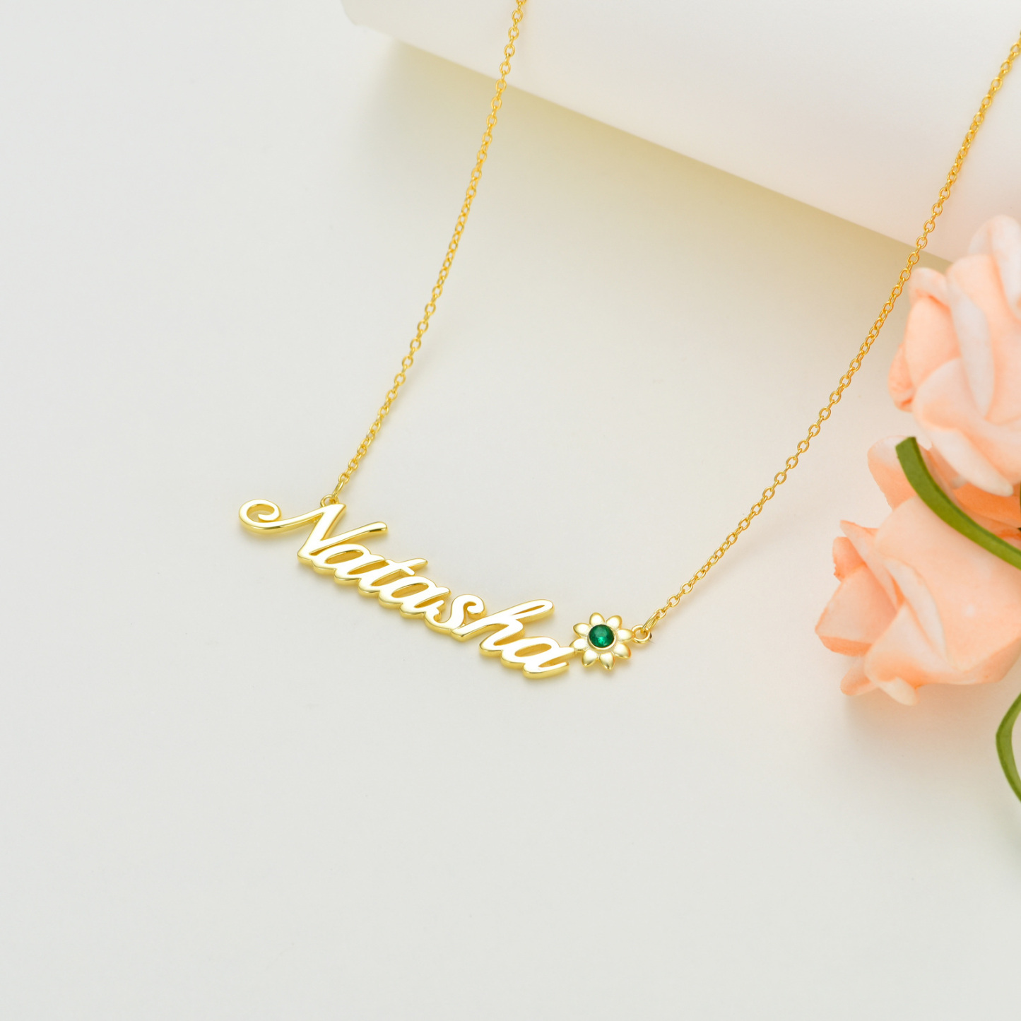 Gleaming Zirconia Birthstone Pendant Necklace in Gold Vermeil-YAFEINI Personalized Jewelry