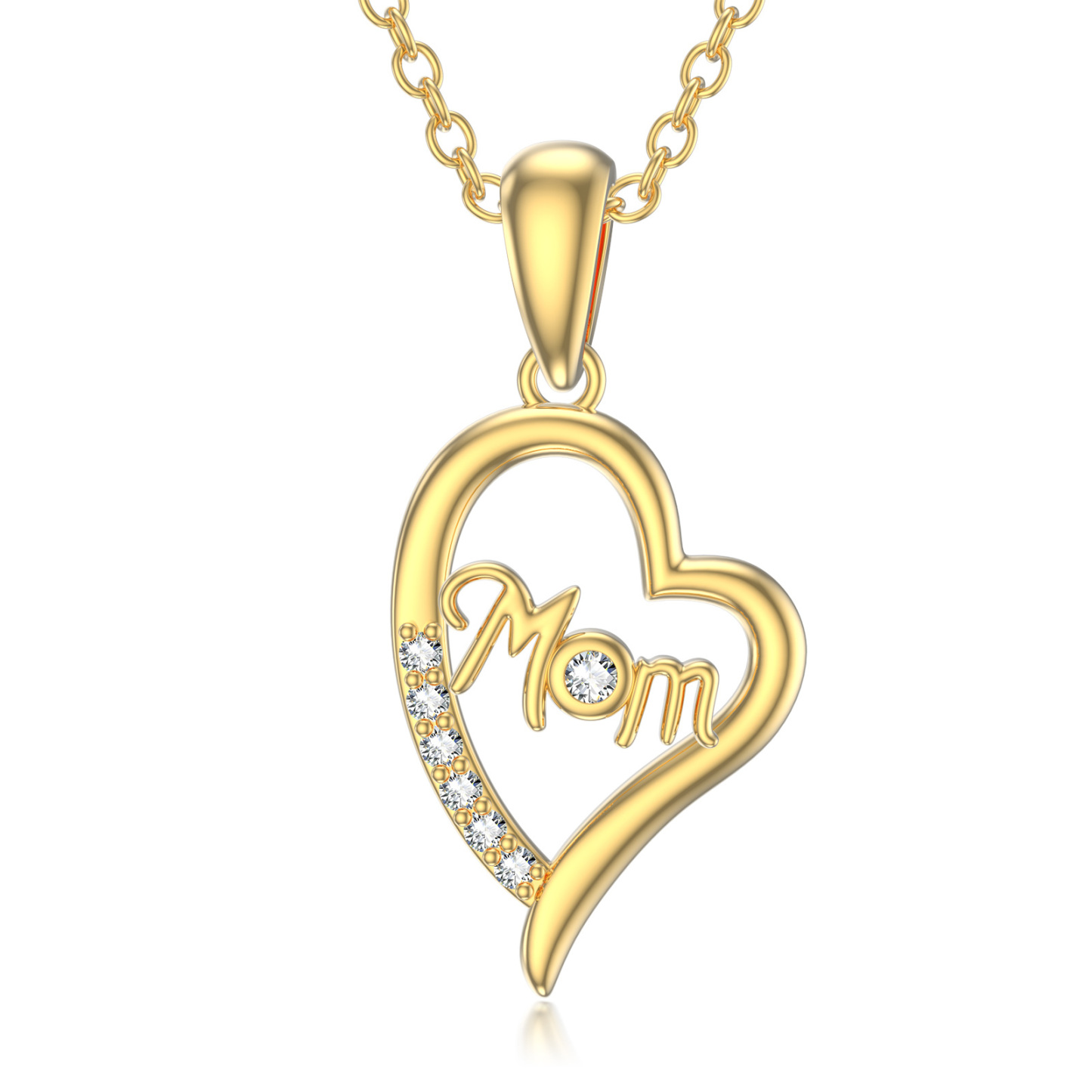 Round Crystal Mother Pendant Birthstone Necklace in Gold Vermeil-YAFEINI Personalized Jewelry