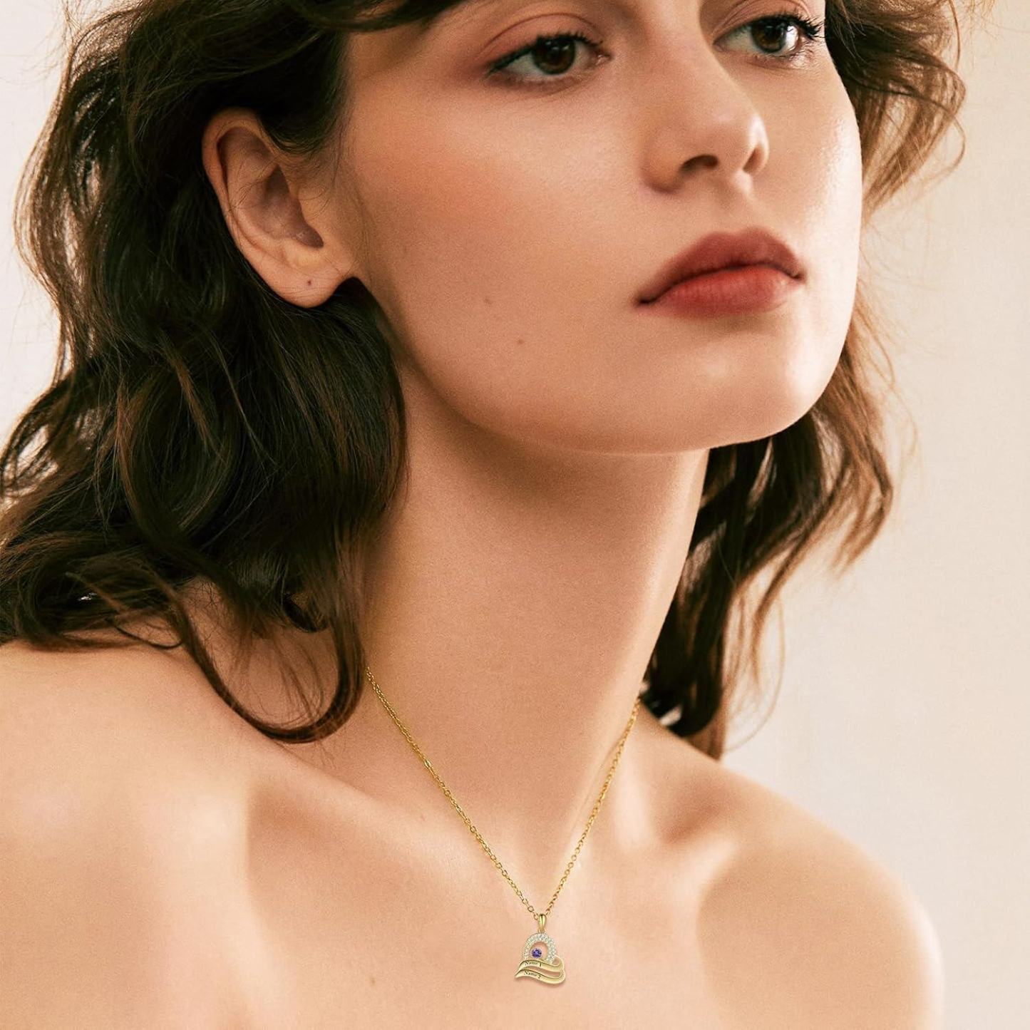 Classic Birthstone Name Pendant Necklace in Gold Vermeil-YAFEINI Personalized Jewelry
