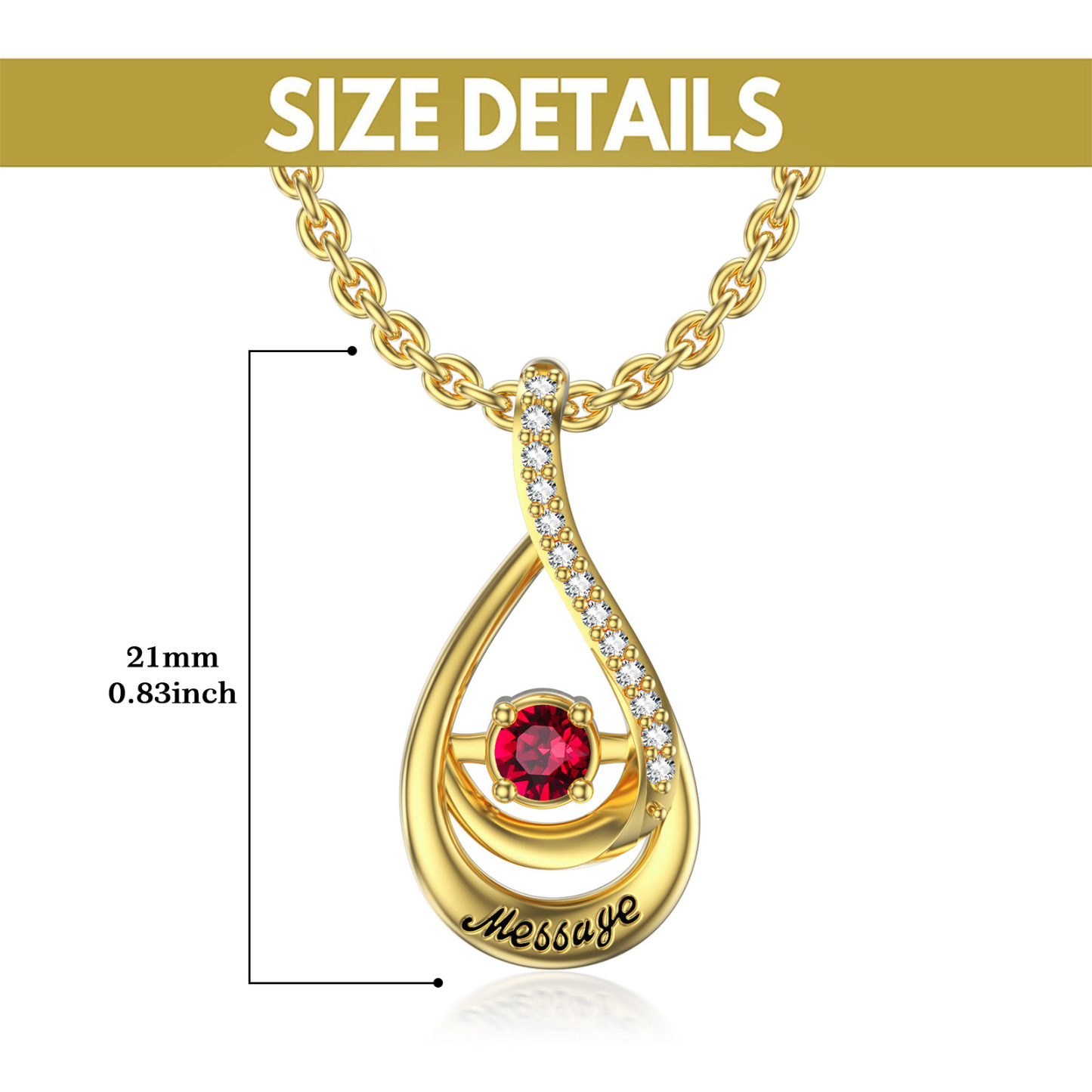 Heart Shaped Cubic Zirconia Personalized Birthstone Necklace in 14K Solid Gold-YAFEINI Personalized Jewelry