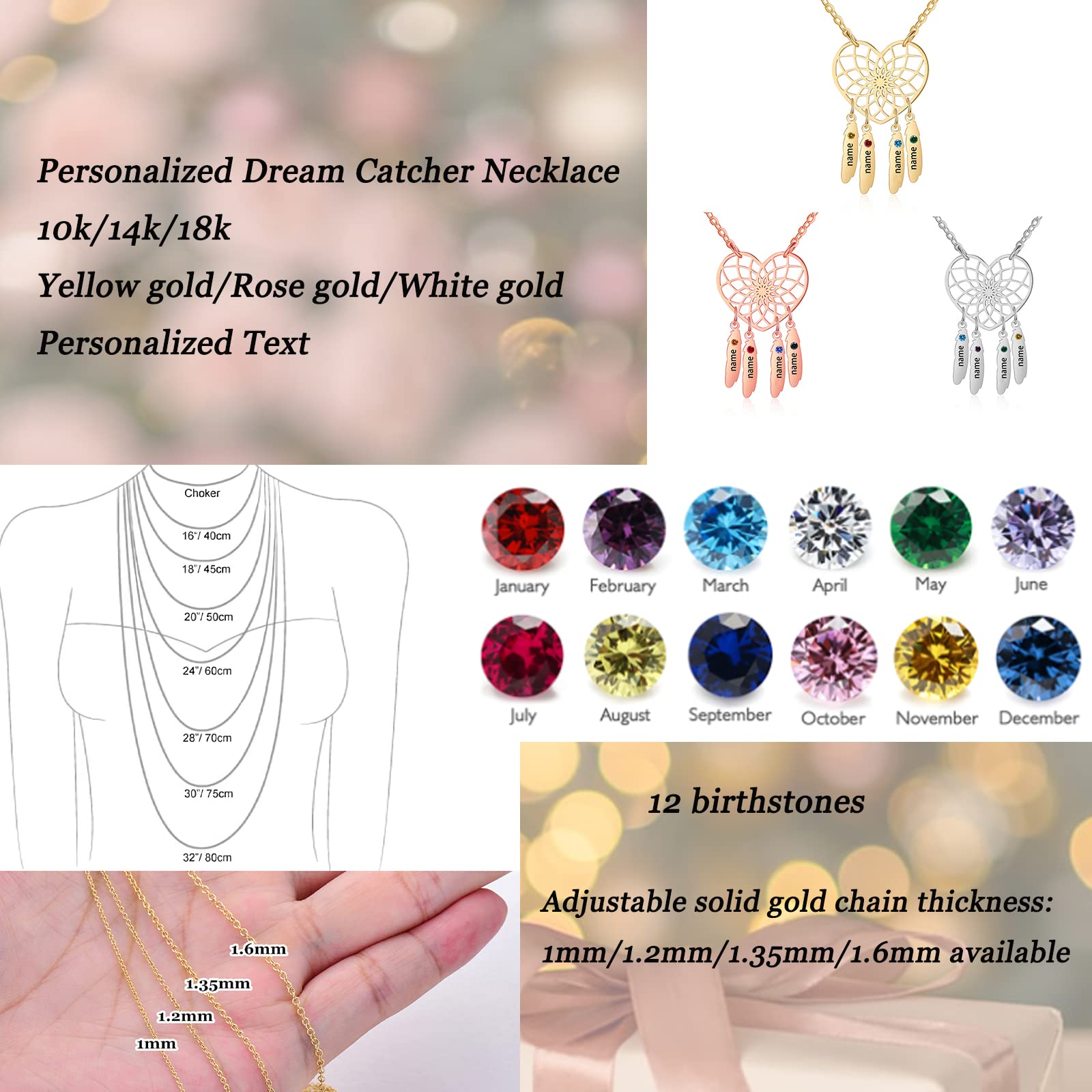 Heartfelt Dreams Personalized Name Necklace in 14K Solid Gold-YAFEINI Personalized Jewelry